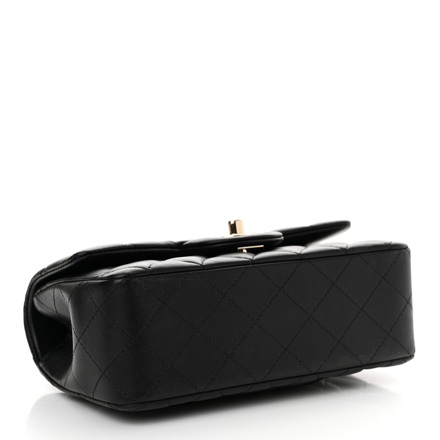 Lambskin Quilted Mini Top Handle Rectangular Flap Black