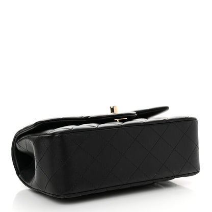 Chanel Lambskin Quilted Mini Top Handle Rectangular Flap Black 4 of 10