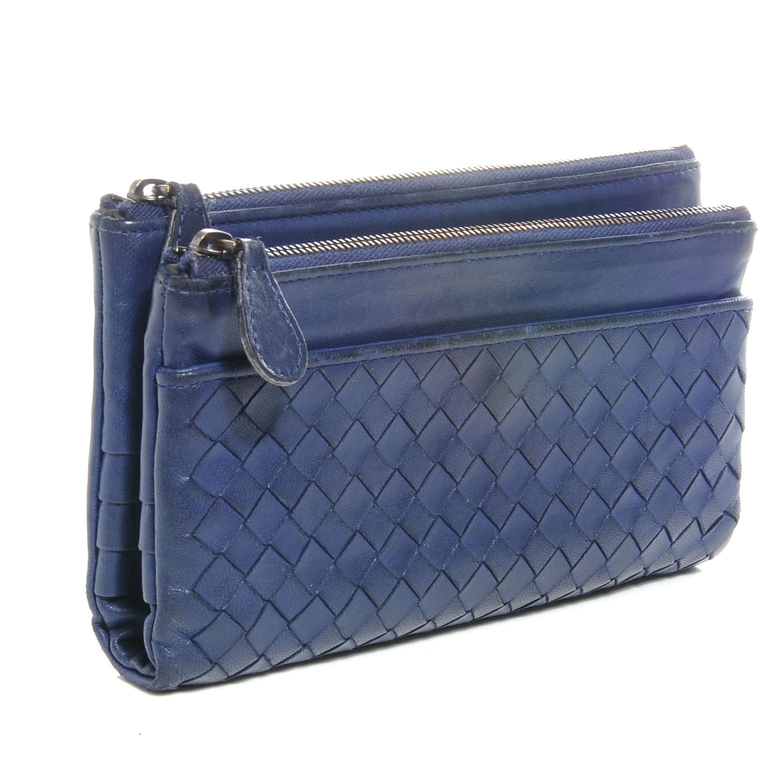 Bottega Veneta Nappa Intrecciato Double Zip Wallet Navy 3 of 8