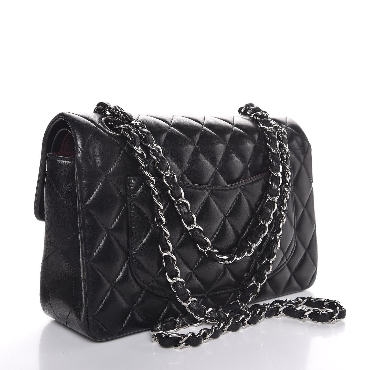 Lambskin Quilted Small Double Flap Black