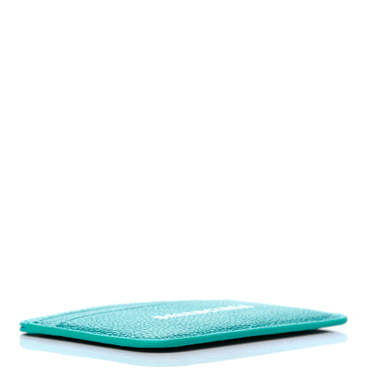 Balenciaga Grained Calfskin Logo Cash Rounded Card Holder Dark Turquoise White 4 of 8