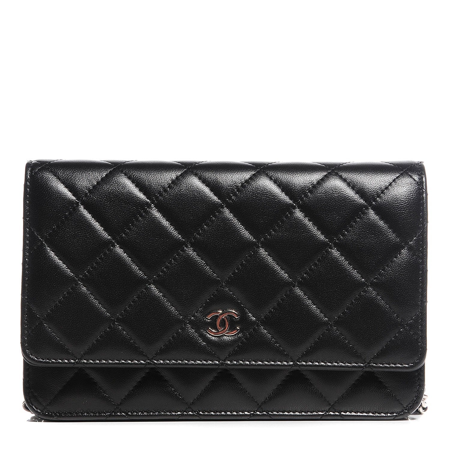 Chanel Lambskin Quilted Wallet On Chain WOC Black 1 of 9