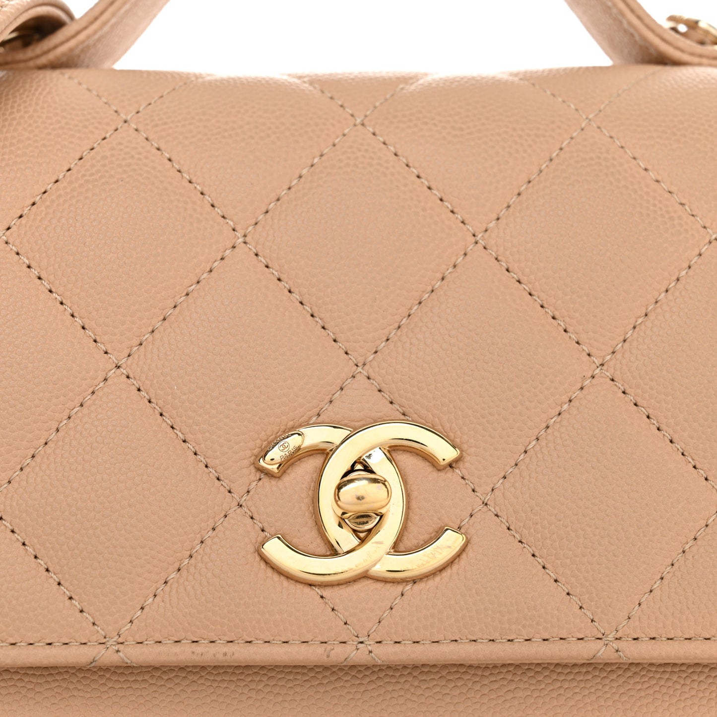 Caviar Quilted Small Business Affinity Flap Beige