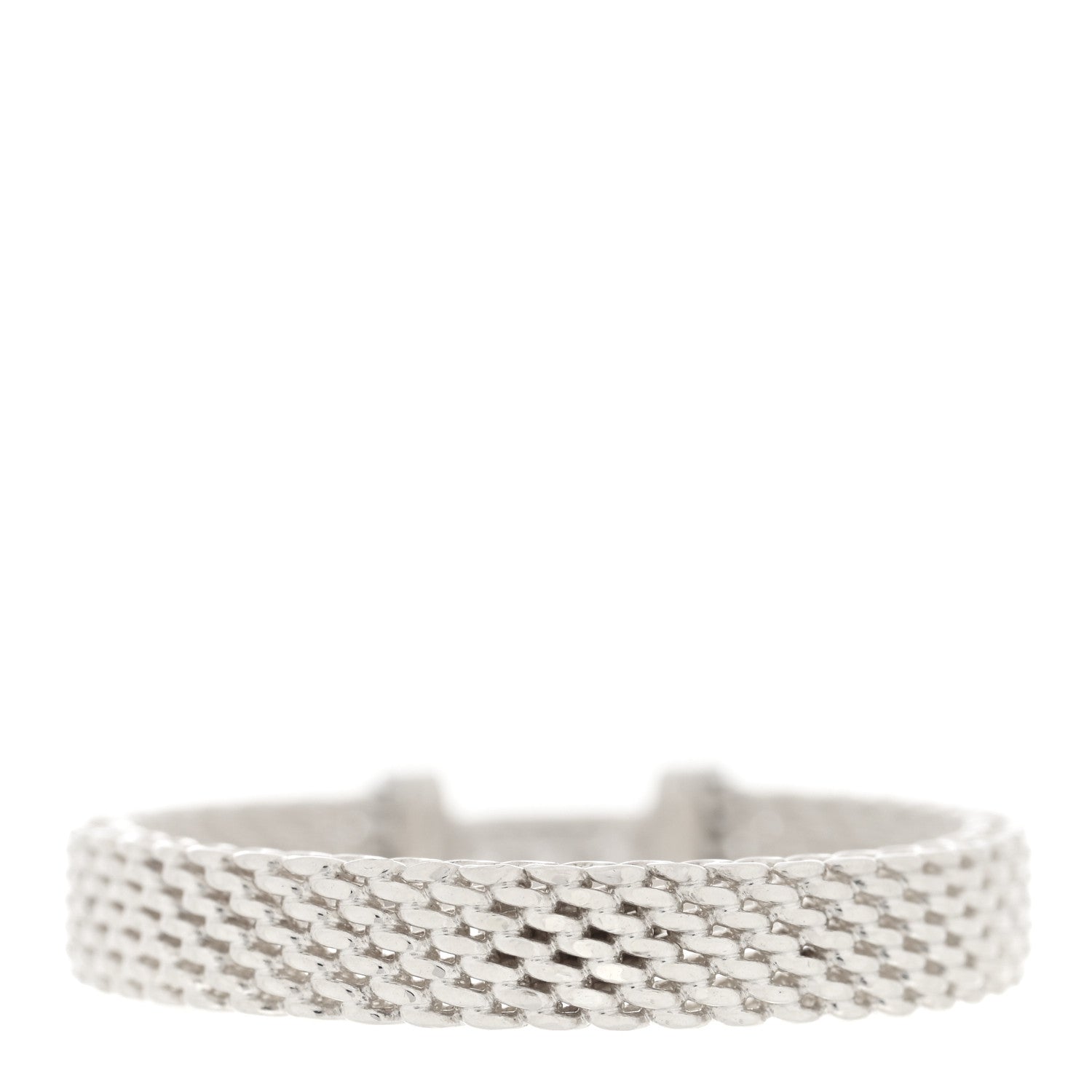 Tiffany Sterling Silver Diamond Somerset Mesh Band Ring 57 8 3 of 5