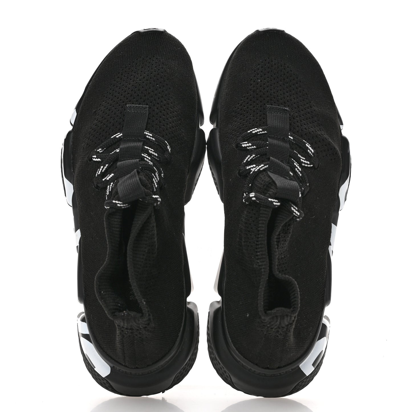 Knit Womens Speed Lace Up Graffiti Sneakers 37 Black White