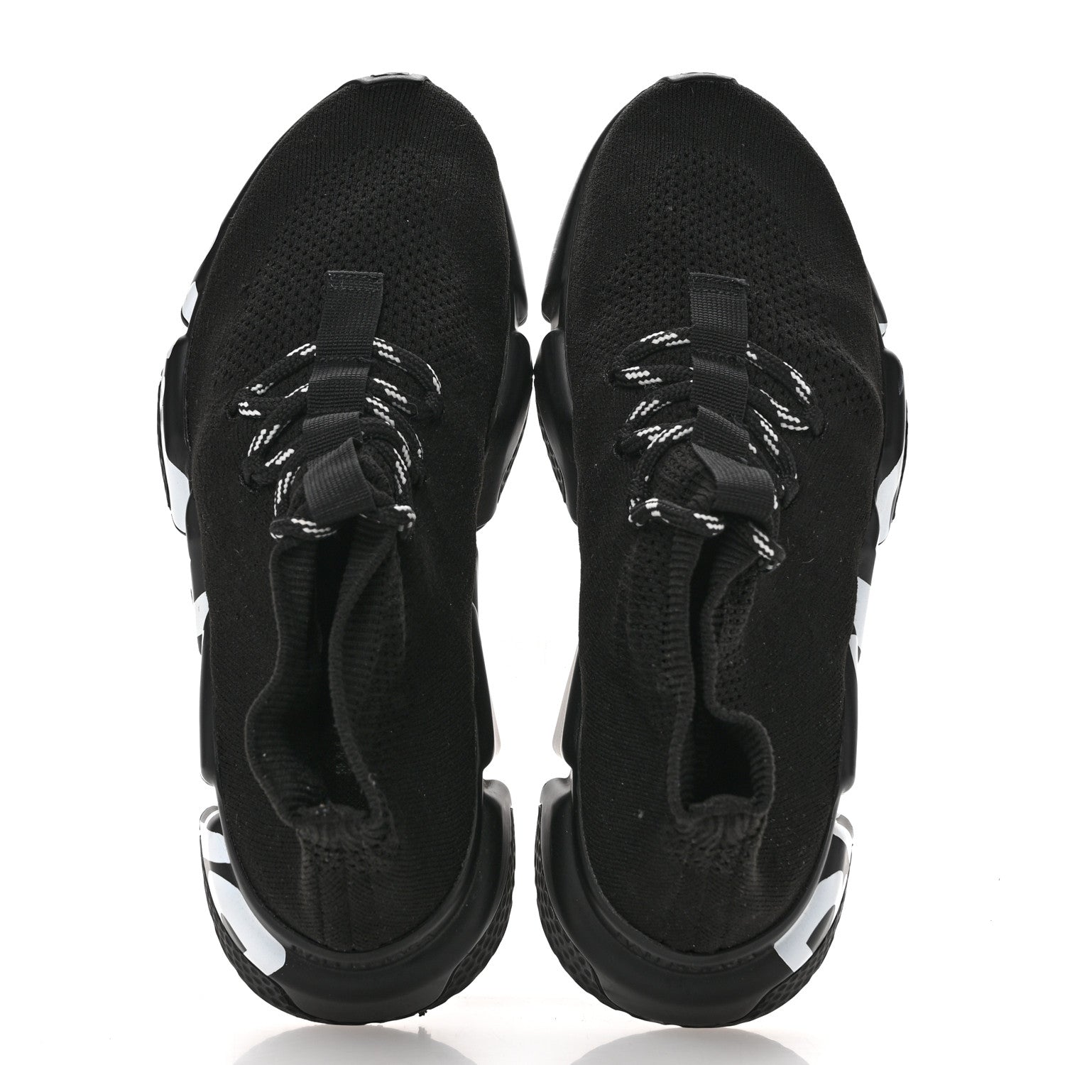 Balenciaga Knit Womens Speed Lace Up Graffiti Sneakers 37 Black White 2 of 10