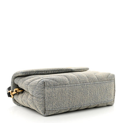 Saint Laurent Denim Y Quilted Monogram Toy Loulou Crossbody Bag Grey 4 of 11