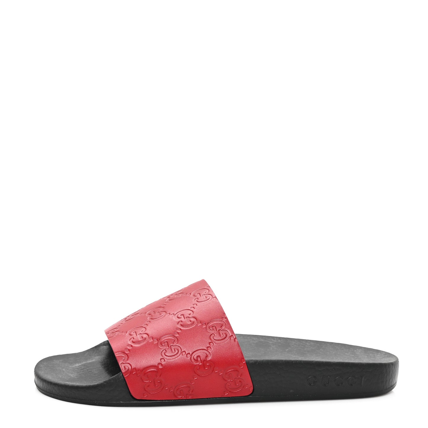 Guccissima Signature Womens Slide Sandals 38 Hibiscus Red