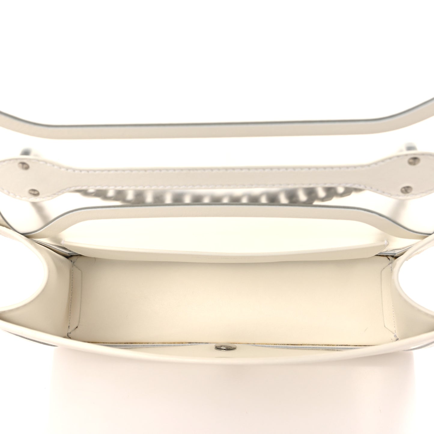Polyurethane Calfskin Transparent Jeweled Knuckle Satchel Clear White