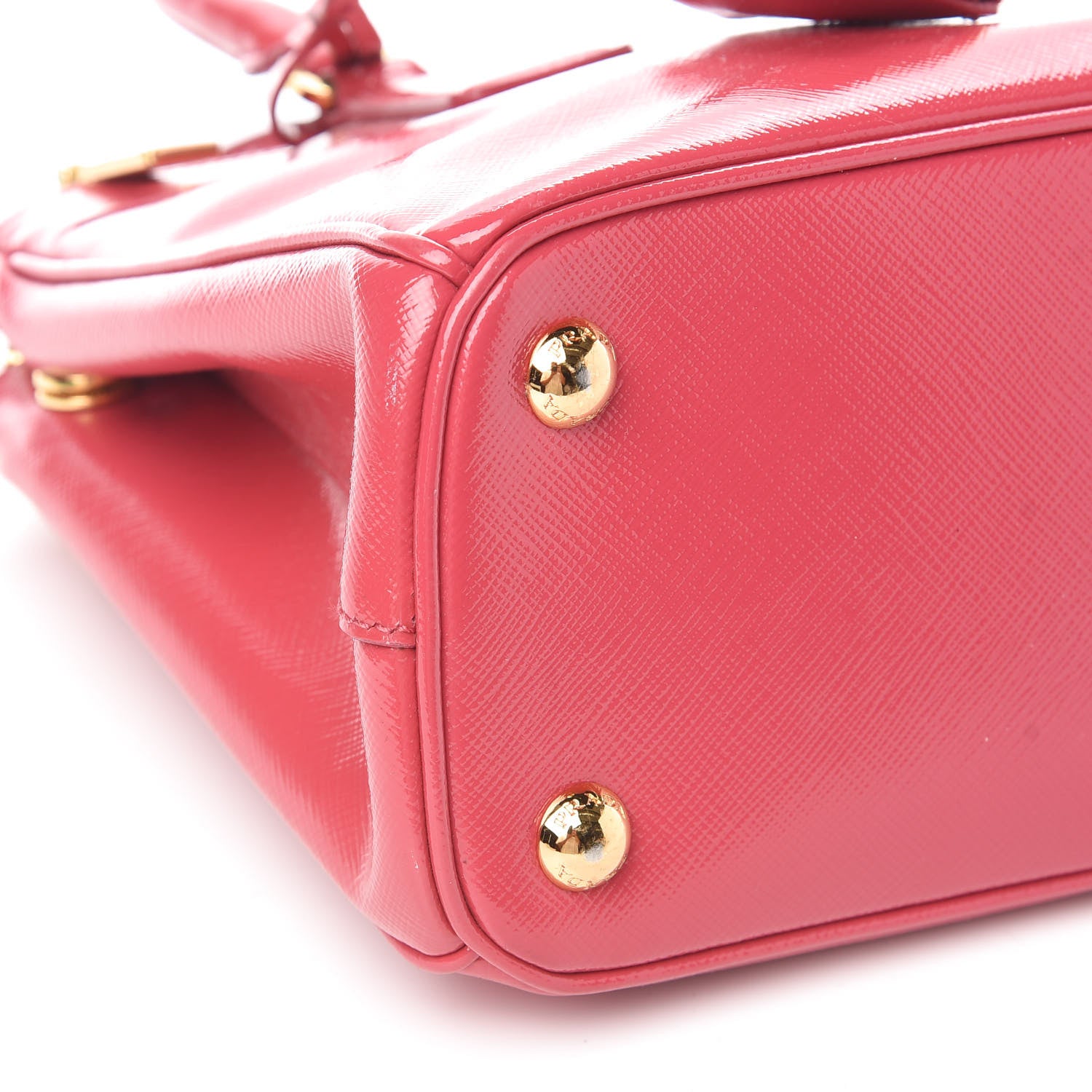 Prada Saffiano Vernice Mini Galleria Double Zip Tote Peonia 5 of 16