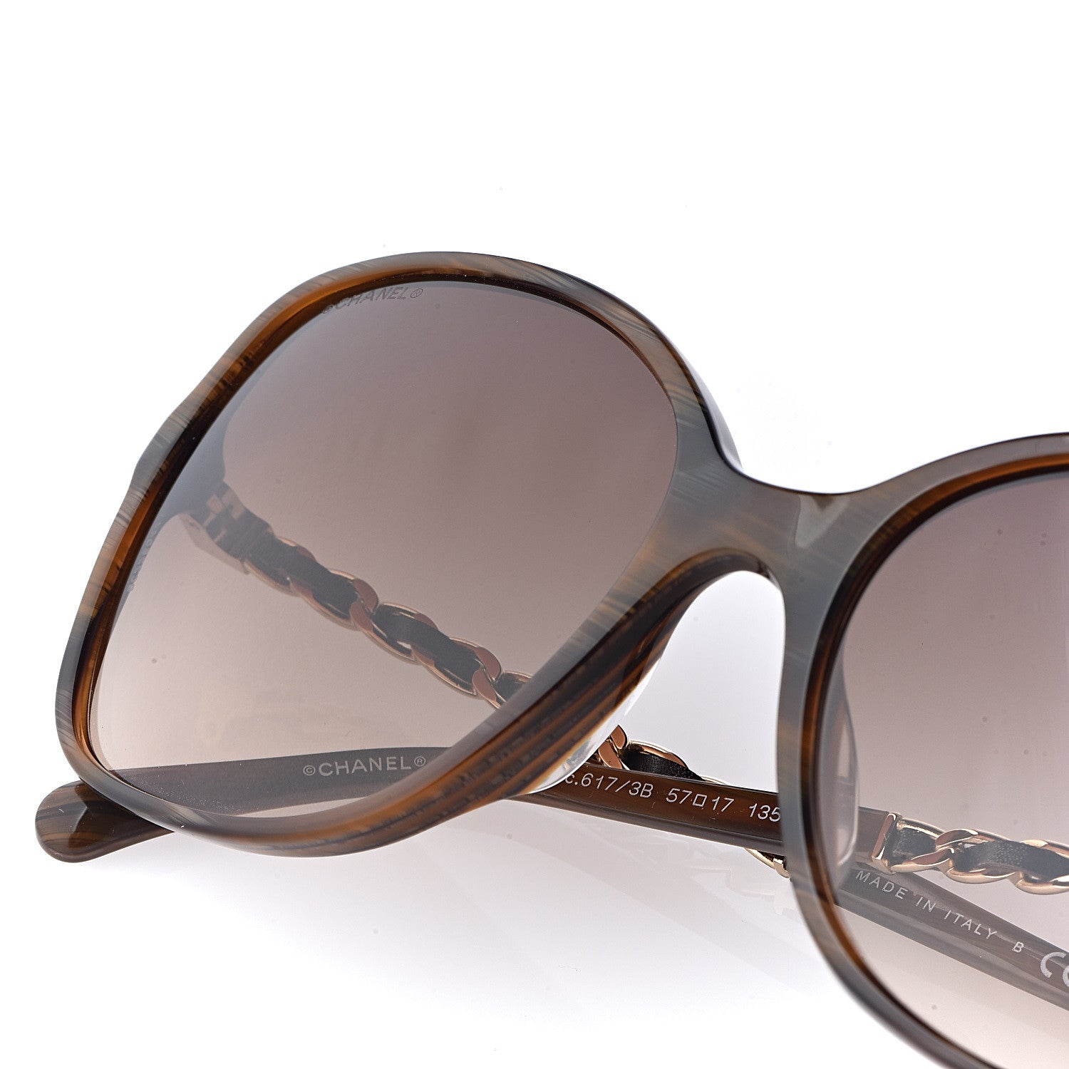 Chanel Acetate Metal Lambskin Chain Square Sunglasses 5210-Q Brown 8 of 8