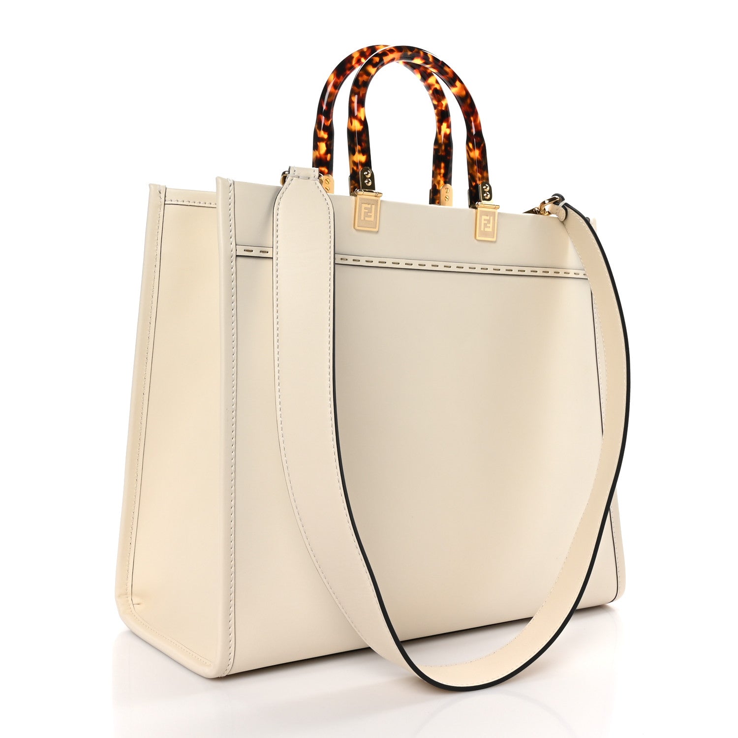 Fendi Vitello King Plexiglass Medium Fendi Sunshine Shopper Tote White Ice 3 of 9