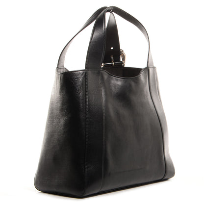 Gucci Leather Medium Ribot Horse Heads Tote Black 3 of 8