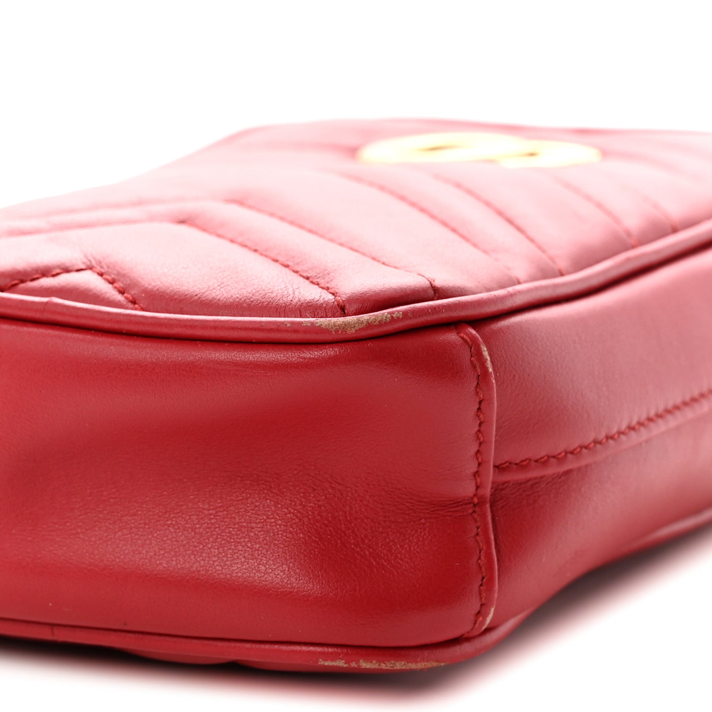 Calfskin Matelasse Mini GG Marmont Crossbody Bag Hibiscus Red Hibiscus Red
