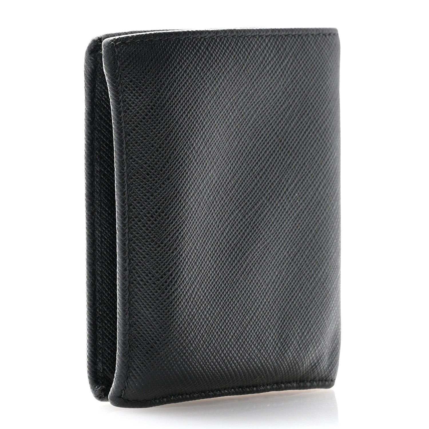 Prada Saffiano Triangle Bi-Fold Wallet Black 3 of 12