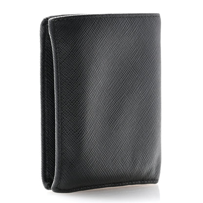 Prada Saffiano Triangle Bi-Fold Wallet Black 3 of 12