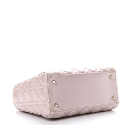 Christian Dior Pearly Lambskin Cannage Medium Lady Dior Lotus 3 of 15