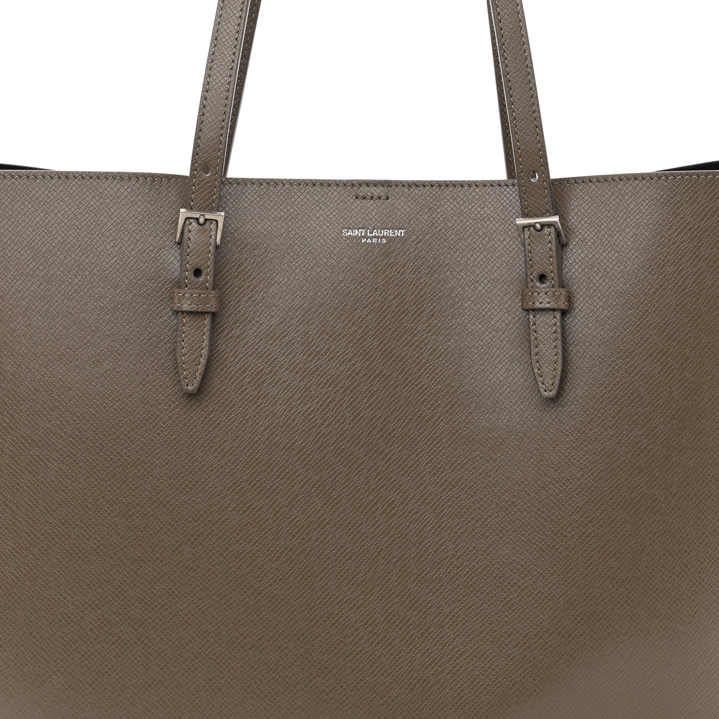 Grained Calfskin Large Shopping Tote Warm Taupe Black