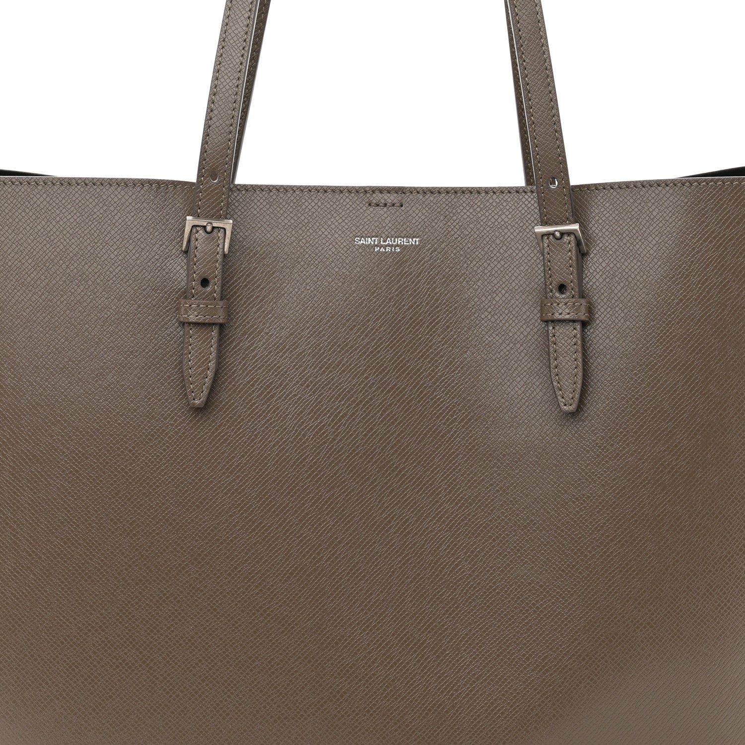 Saint Laurent Grained Calfskin Large Shopping Tote Warm Taupe Black 9 of 12
