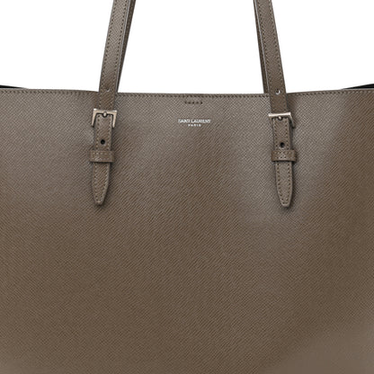 Saint Laurent Grained Calfskin Large Shopping Tote Warm Taupe Black 9 of 12