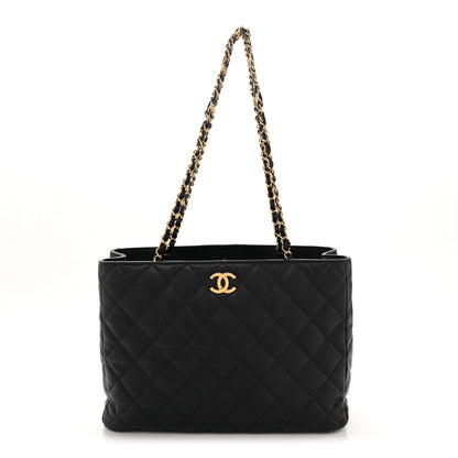 Chanel Caviar Quilted Small Shopping Tote Navy 1 of 14