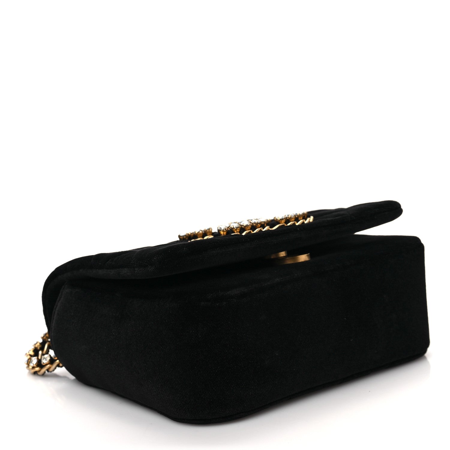 Chanel Velvet Quilted Crystal CC Mini Flap Black 4 of 8