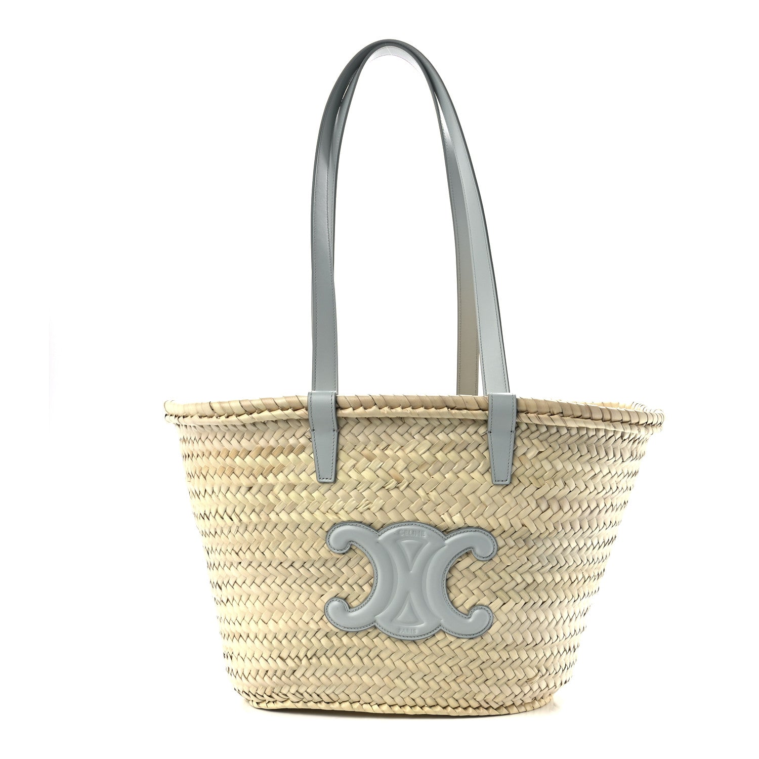 Celine Raffia Calfskin Triomphe Medium Panier Soft Blue 1 of 10