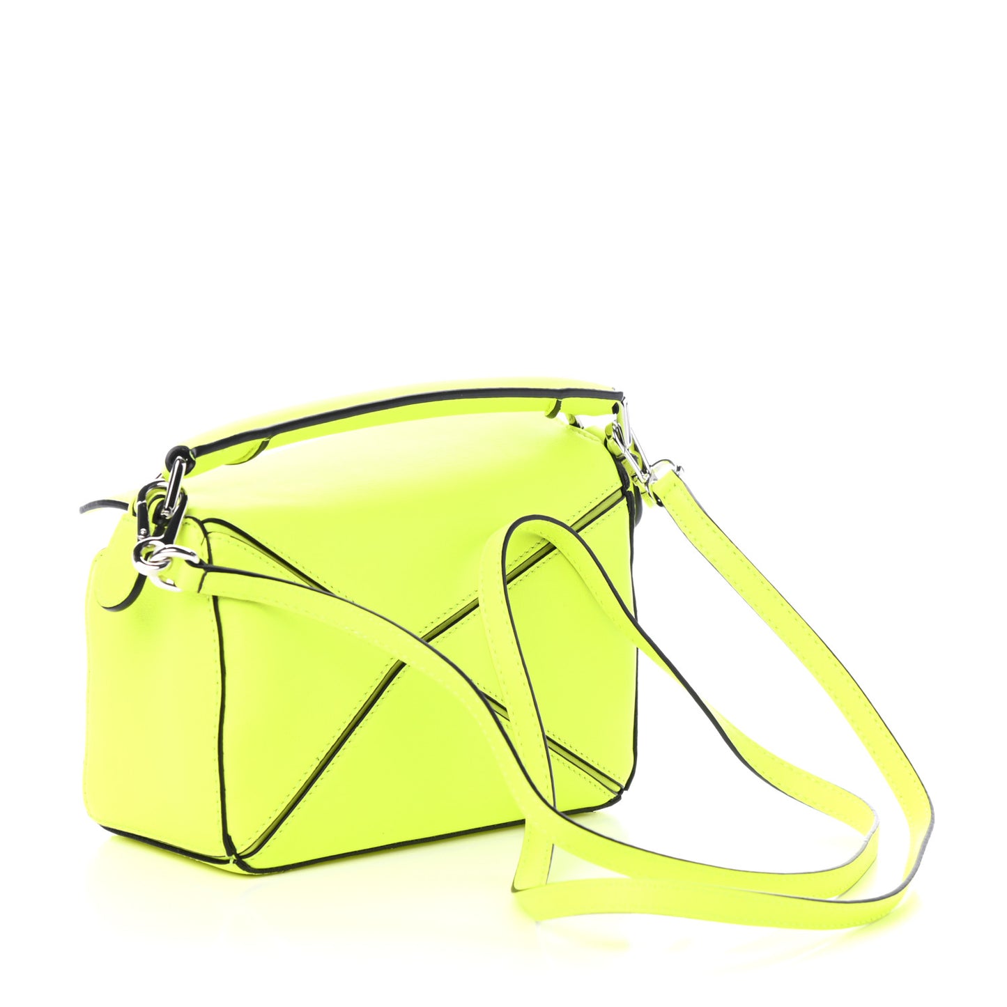 Calfskin Mini Puzzle Bag Neon Yellow