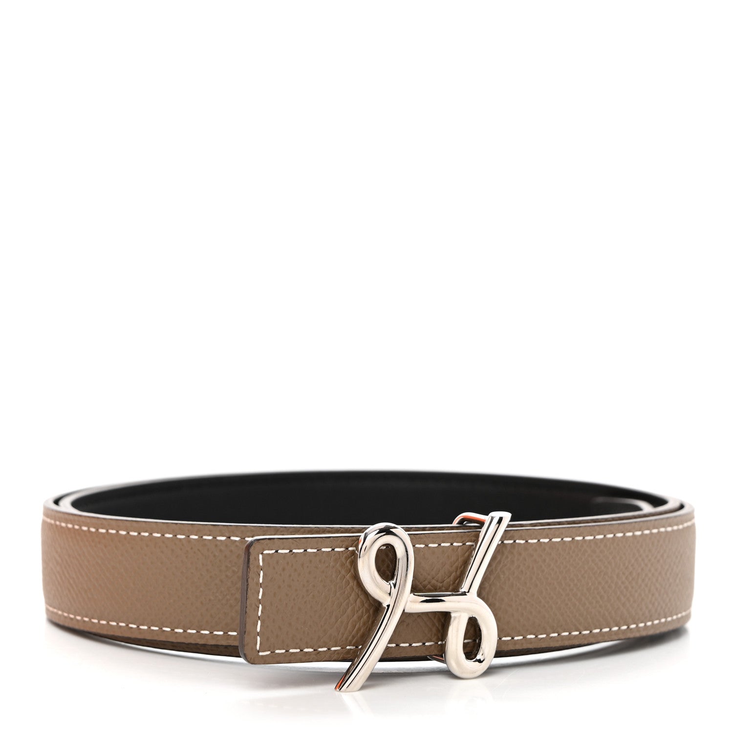 Hermes Swift Epsom 24mm H Cursives Belt 80 32 Black Etoupe 2 of 8