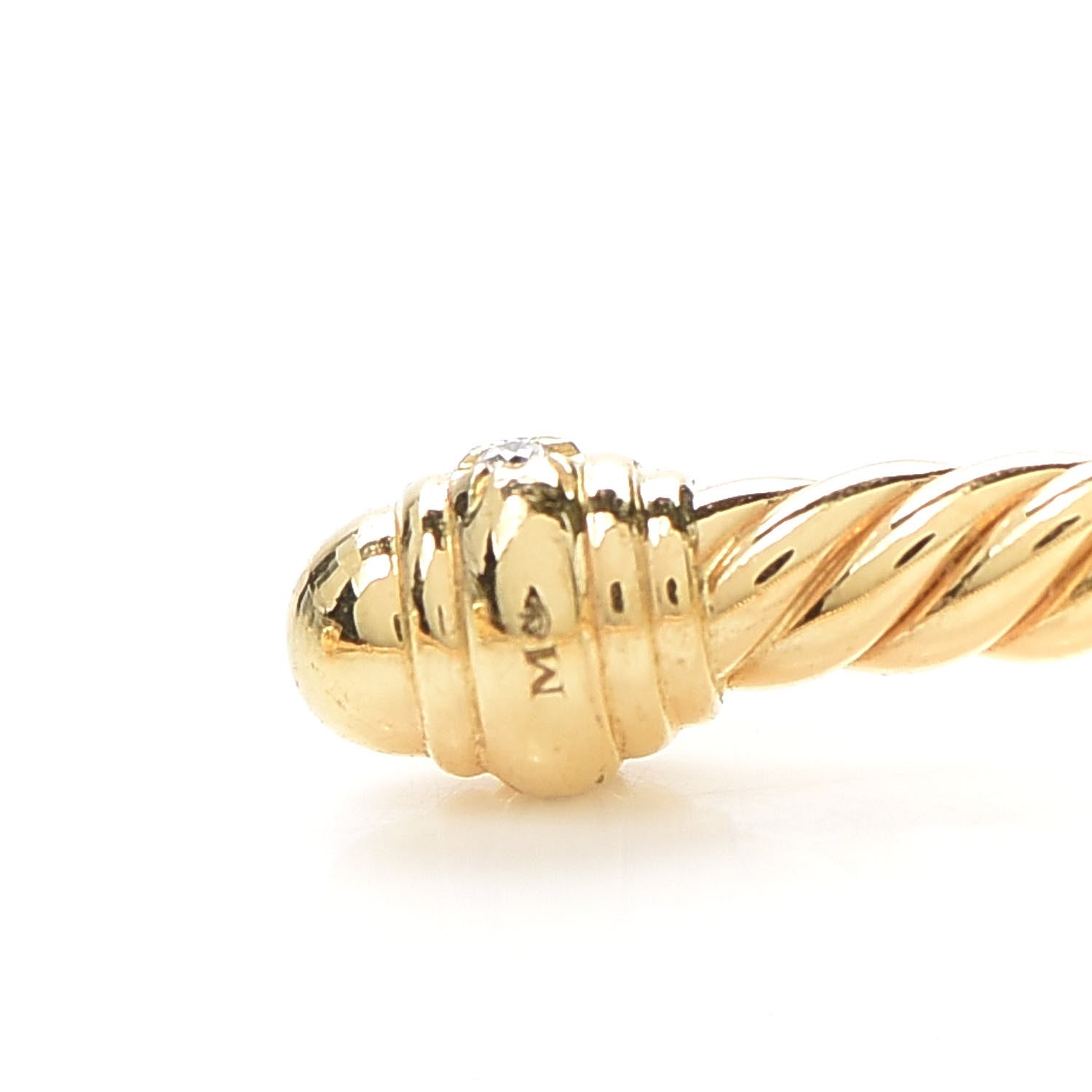 David Yurman 18K Yellow Gold Diamond 3mm Cablespira Bracelet 5 of 6