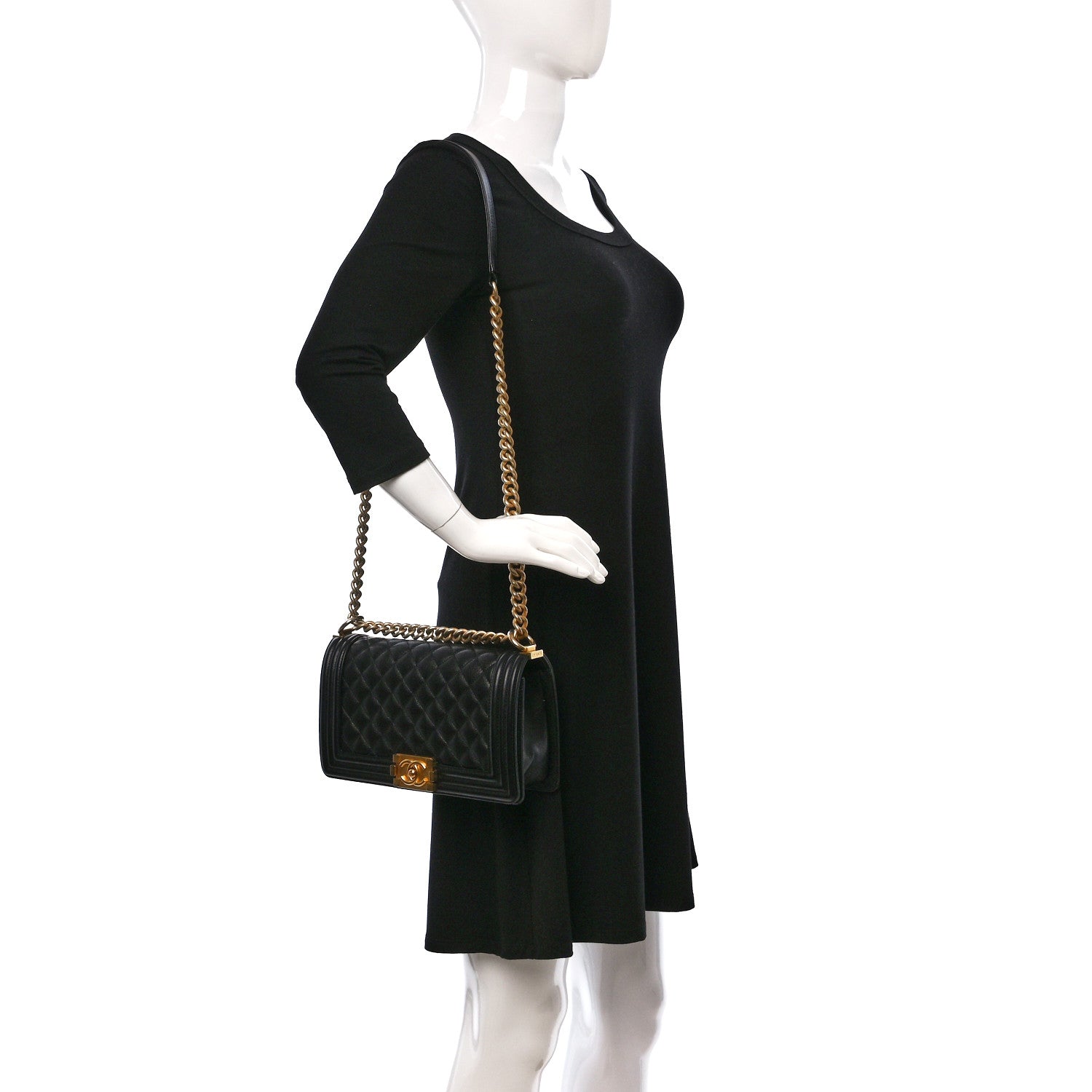 Chanel Caviar Quilted Medium Boy Flap Black 2 of 10