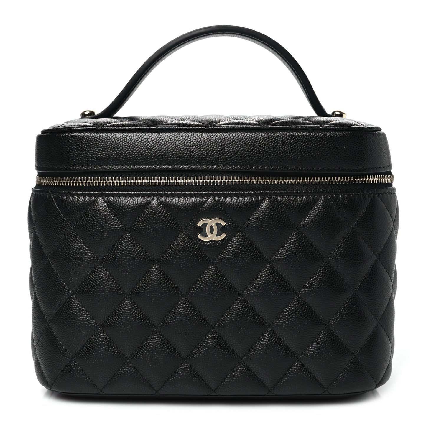 Caviar Quilted Large Vanity Pouch Black