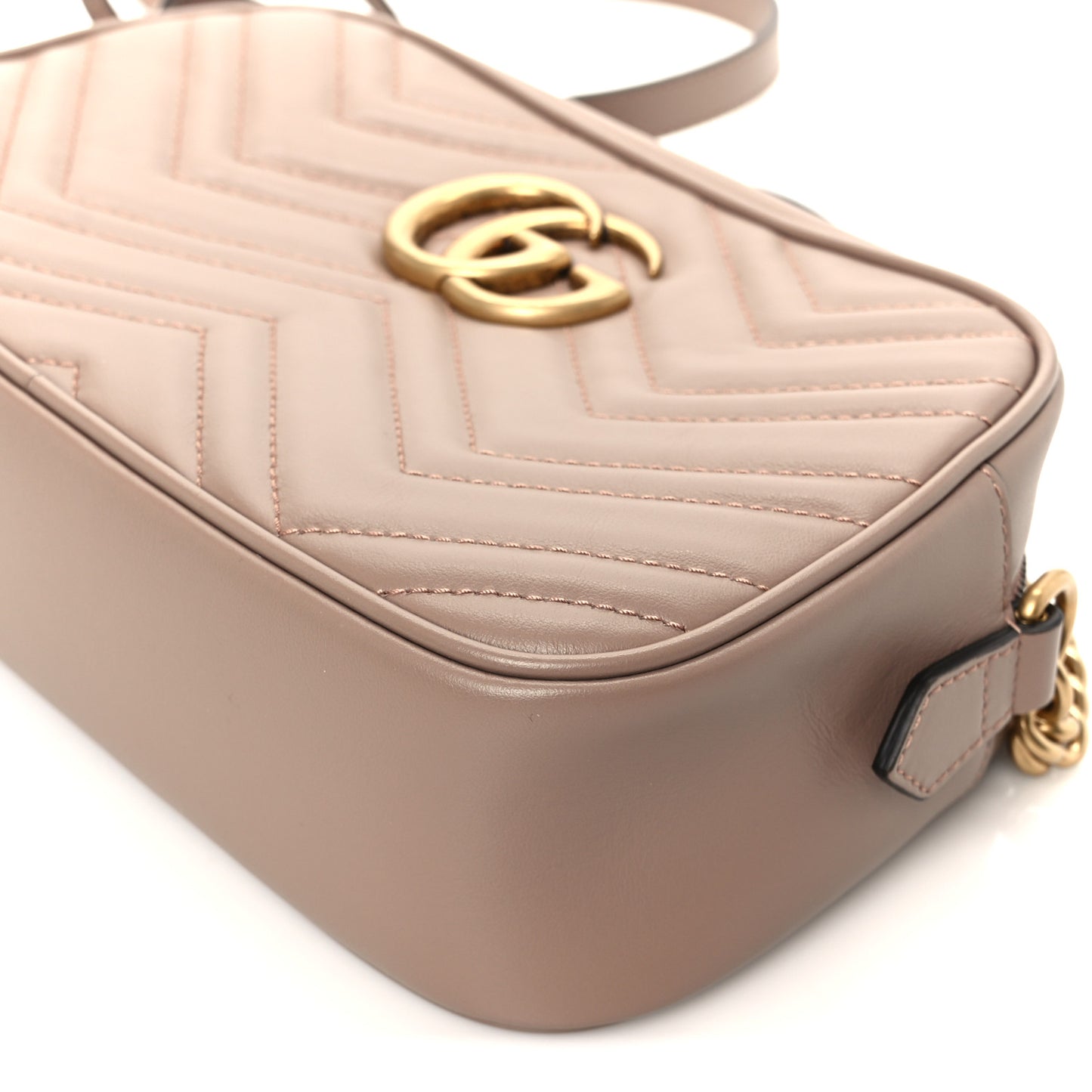 Calfskin Matelasse Small GG Marmont Chain Shoulder Bag Porcelain Rose