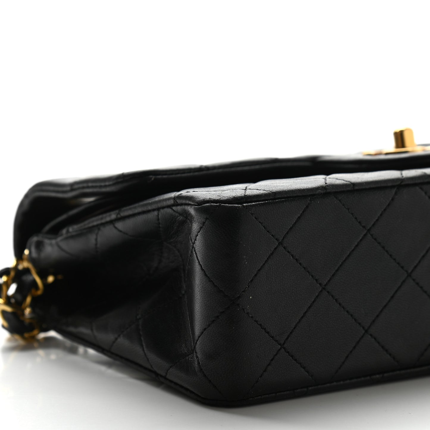Lambskin Quilted Small Double Flap Black