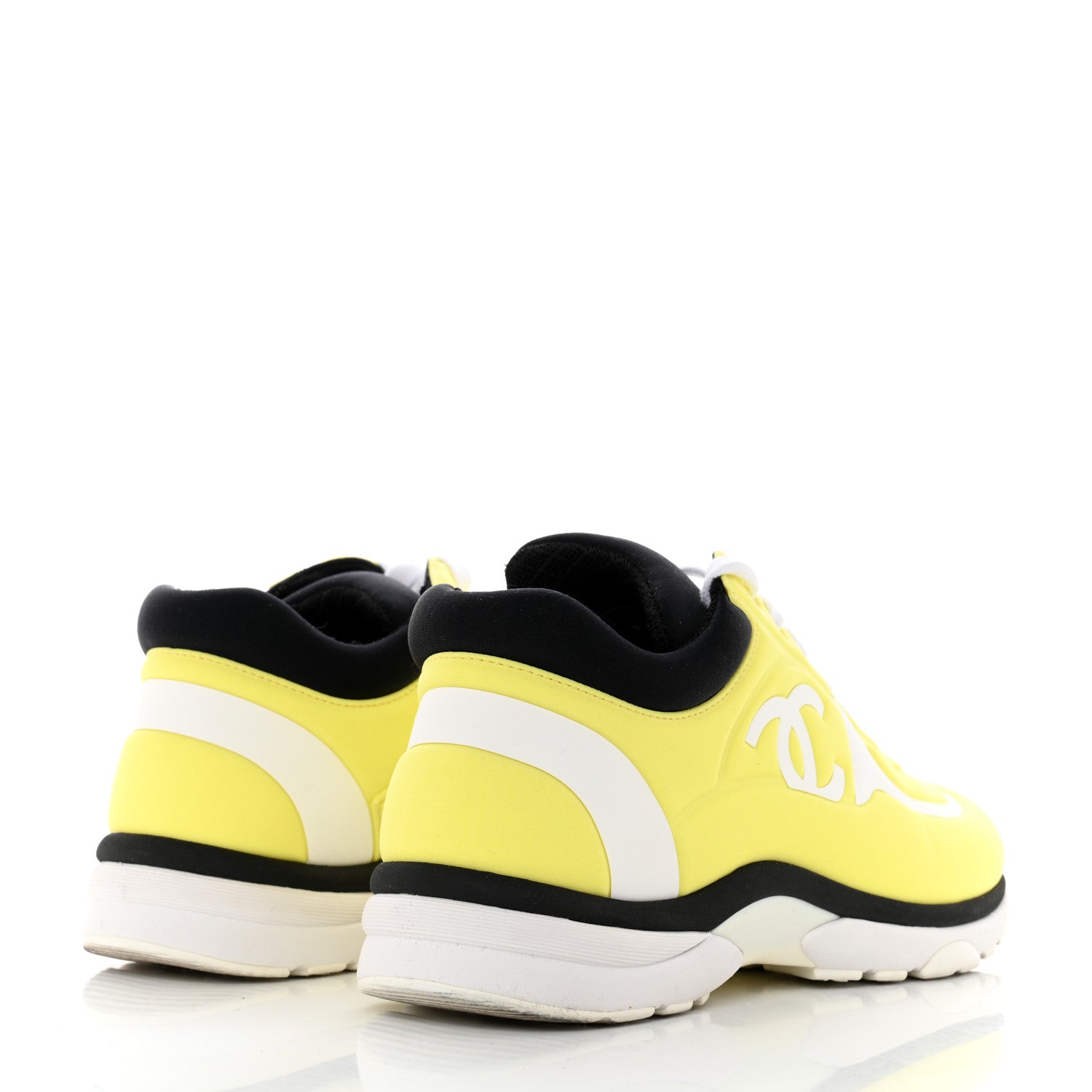 Chanel Lycra Fabric CC Sneakers 36 Yellow 4 of 8