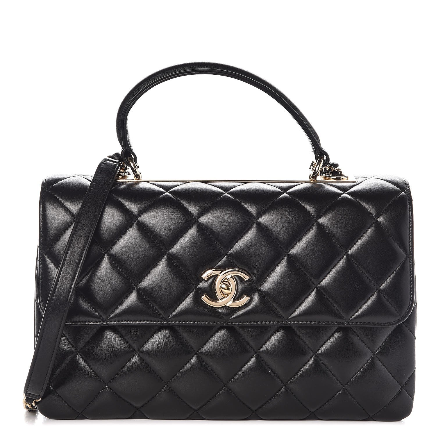 Chanel Lambskin Quilted Medium Trendy CC Flap Dual Handle Bag Black 1 of 8