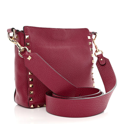 Valentino Garavani Pebbled Calfskin Mini Rockstud Flip-Lock Messenger Bag Raspberry 3 of 8