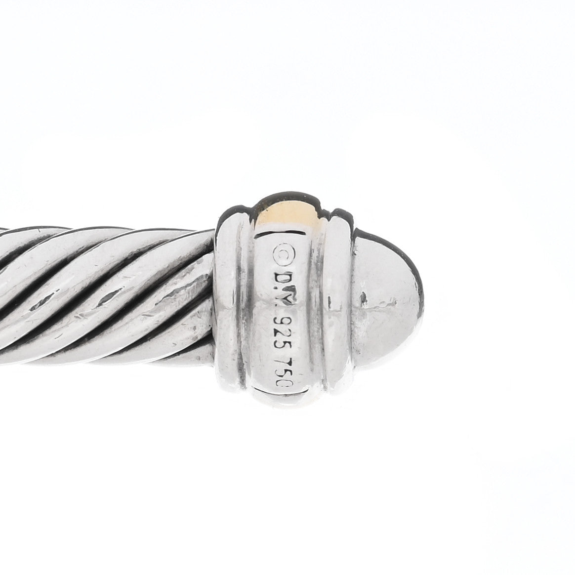 David Yurman Sterling Silver 18K Yellow Gold 4mm Cable Classics Bracelet 3 of 4