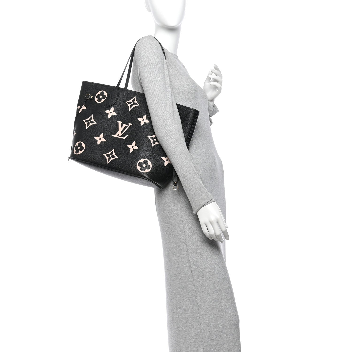 Louis Vuitton Empreinte Monogram Giant Neverfull MM Black Beige 2 of 12