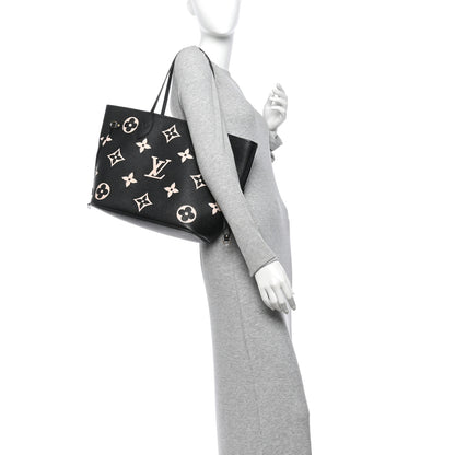 Louis Vuitton Empreinte Monogram Giant Neverfull MM Black Beige 2 of 12