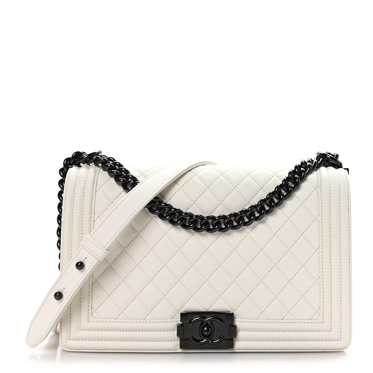 Chanel Calfskin Quilted New Medium Boy Flap Ivory 1 of 9
