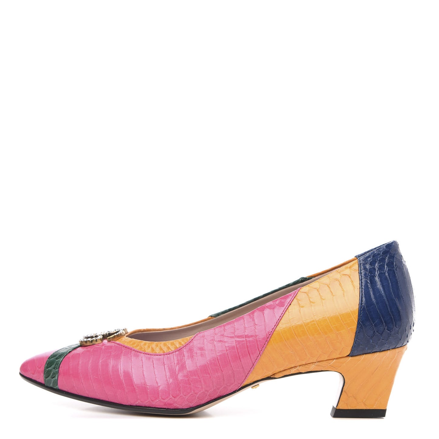 Snakeskin Crystal Double G Pumps 39 Multicolor