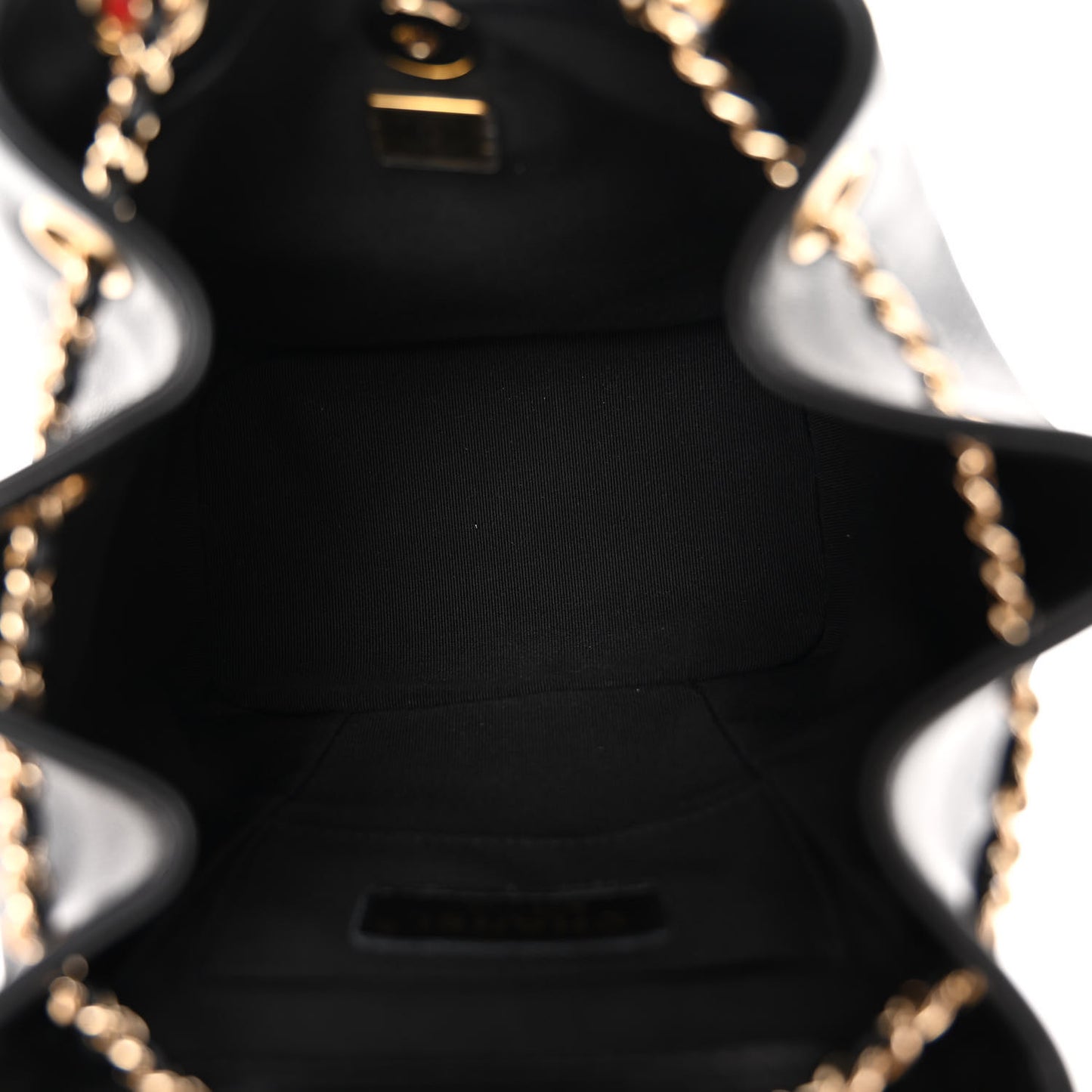 Lambskin Quilted Small Duma Drawstring Backpack Black