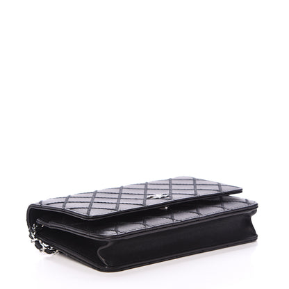 Chanel Calfskin Whipstitch Wallet On Chain WOC Black 3 of 11
