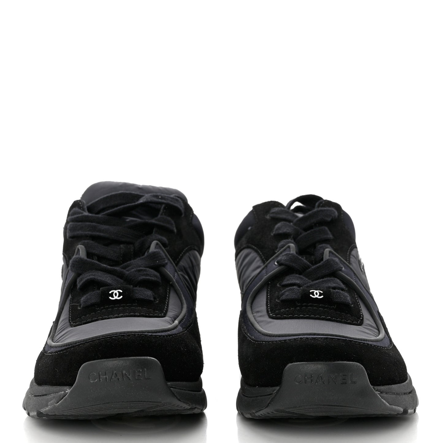 Fabric Calfskin Suede CC Sneakers 40.5 Black