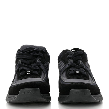 Chanel Fabric Calfskin Suede CC Sneakers 40.5 Black 2 of 8