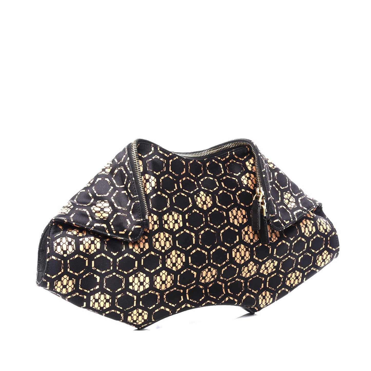 Silk Honeycomb Printed De Manta Clutch Flesh Black