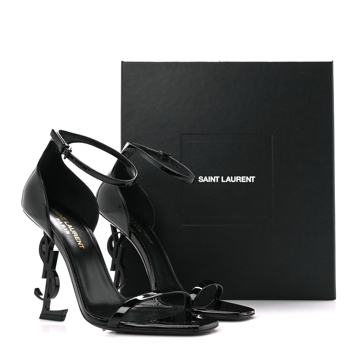Saint Laurent Patent Calfskin Opyum 110 Sandals 37 Black