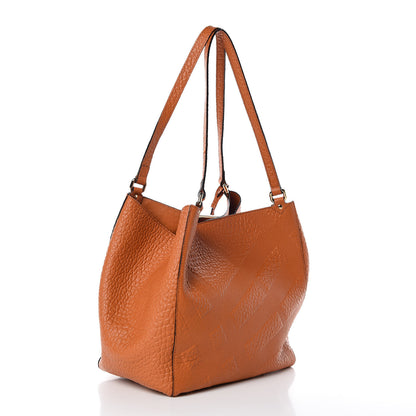 Burberry Signature Grain Calfskin Check Embossed Small Canterbury Tote Copper Orange 3 of 7
