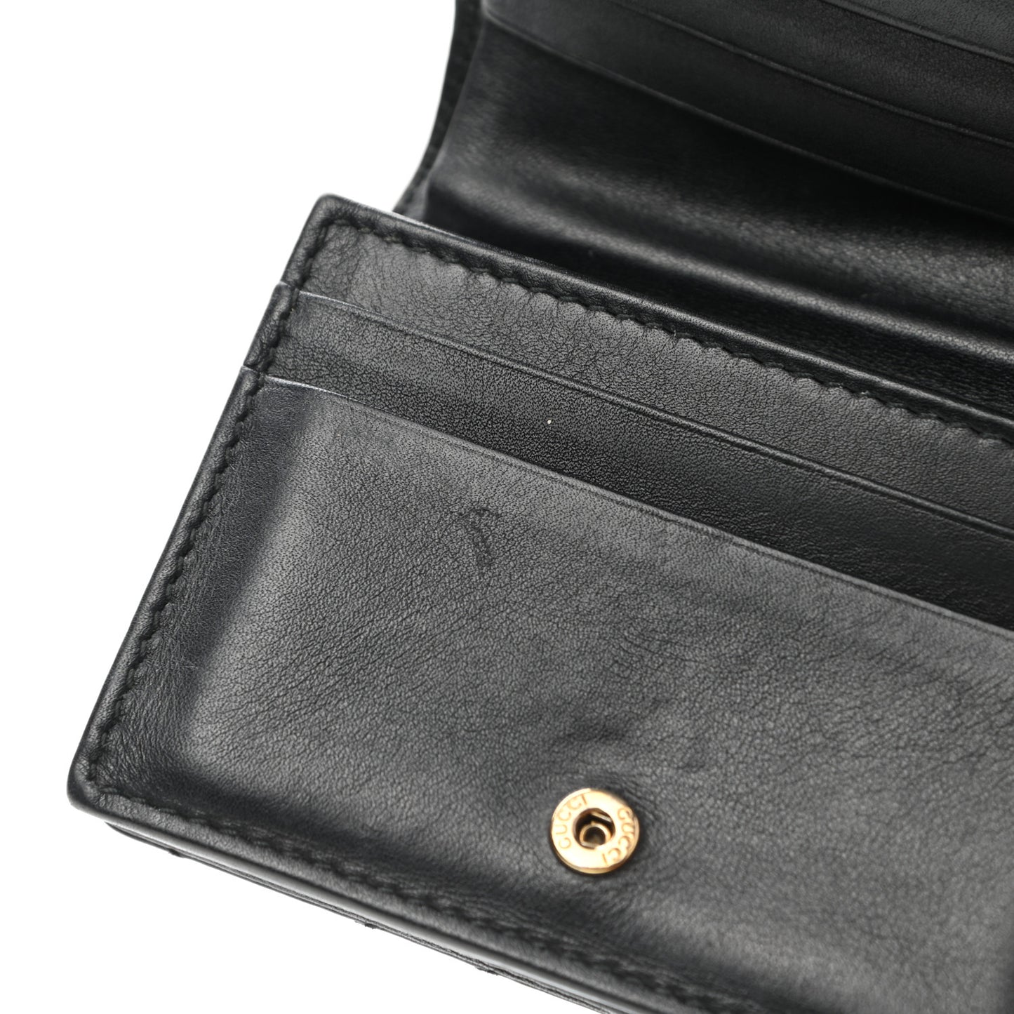 Calfskin Matelasse GG Marmont Card Case Wallet Black